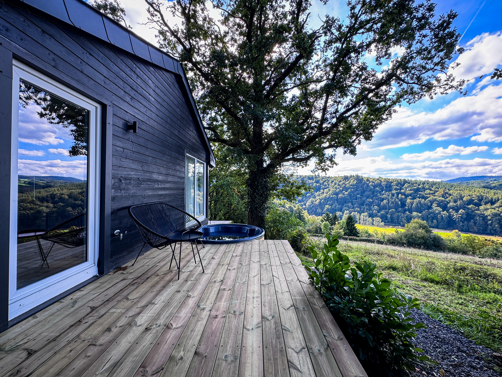 Outdoor deck with landscape view